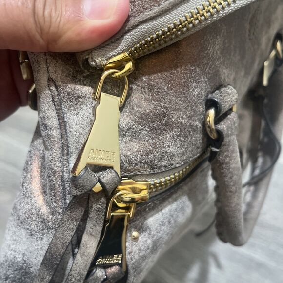 Aimee Kestenberg Soho Leather Gold Pink  Metallic Distressed Bag, Satchel - Picture 8 of 12